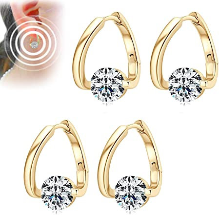 SPAYEIM Halolux Lymphvity Germanium Ohrringe, Lymphdrainage Ohrringe, Magnetfeldtherapie Ring (Gold)