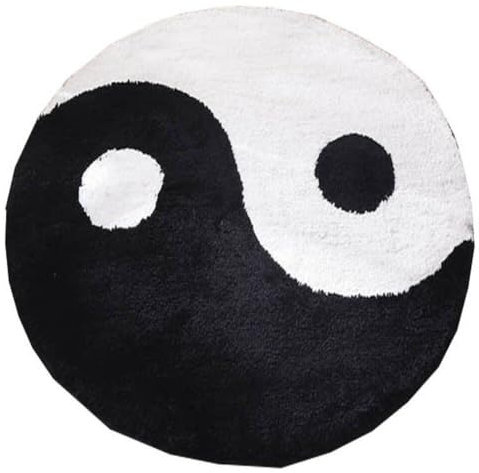 Teppiche Yin und Yang Runde Teppiche Wohnzimmer Teppich Flauschig Waschbar Tai Buddhistischer Innenbodenbereichsteppich für Spielzimmer Schlafzimmer