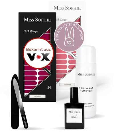 Original Miss Sophie Starterset I Selbstklebende Nagelfolien I Nagelaufkleber in Very Berry & Sweetheart I Kein Absplittern I Langer Halt I Schnelle & einfache Anwendung I Premium Nagellackfolie