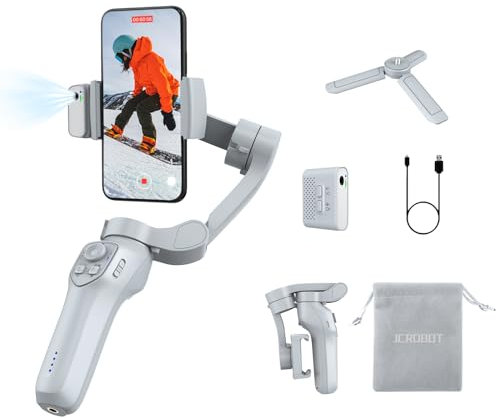 Cardan de téléphone à 3 axes avec tracker actif magnétique AI, stabilisateur de cardan pour smartphone avec lumière de remplissage, stabilisateur de téléphone pour enregistrement vidéo, cardan pour