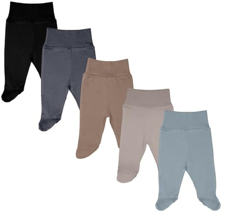 MEA BABY Unisex Baby Hose mit Fuß aus 100% Baumwolle im 5er Pack