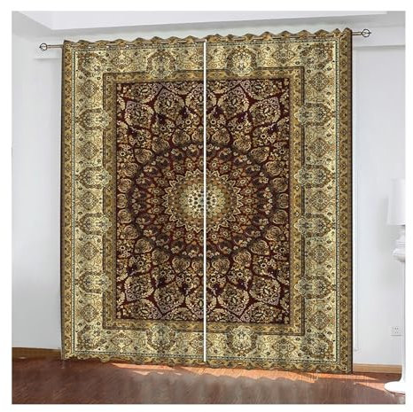 Skcess Ösenvorhang, Schiebegardinen Braun Vintage-Blumen Vorhang Polyester Gardinen 2er Set 137x274cm(WxH)