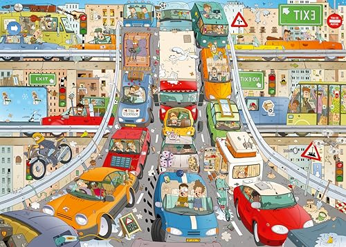 Ravensburger Rückspiegel Puzzle 17588 - Rückspiegelpuzzle Verkehrschaos - 1000 Teile Puzzle für Kinder und Erwachsene ab 14 Jahren