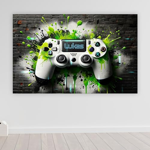 timalo Poster personalisiert mit Namen | 140 x 61 cm Gamecontroller, Graffiti, Streetart | Gamer Bild für die Wand Jugendzimmer Gaming Motiv für Teenager Jungen und Mädchen Zimmer
