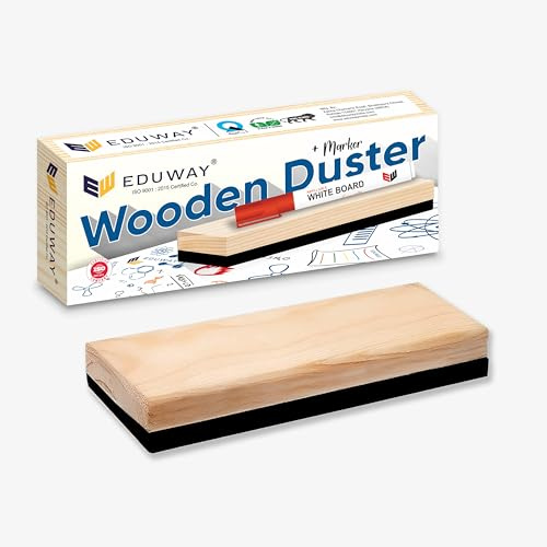 Eduway Premium nicht magnetischer Whiteboard-/Kreidetafel-Holz-Staubwedelradierer | perfekte Reinigung für Tafel & langlebig | ideal für Lehrer, Büro, Schule und Zuhause | 10 Stück