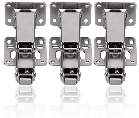 FLEXMAN Lot de 3 Charnières Dissimulées, Charnière Porte Placard en Inox 165~180 Degrés, Charniere Porte Cuisine pour Armoire, Sans Ouverture pour Portes d'Armoires Cuisine, Armoires TV, Bibliothèques