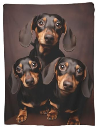 Turamurra Dackel-Decke, weich, warm, Flanell, Überwurf, Hundedecke, flauschiger Dackel, Geschenke für Damen, Mädchen, Kinder, Erwachsene, Couch, Bett, Stuhl, Sofa, Valentinstag, Dekoration, 127 x