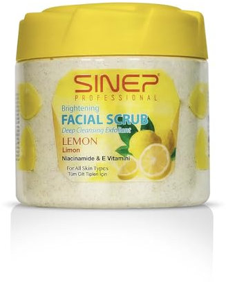 SINEP Professional Aufhellendes Gesichts- und Körperscrub – Peelingbehandlung mit Kokosextrakt und Niacinamid für strahlende Haut – 400 ml (400 ML, Zitrone)