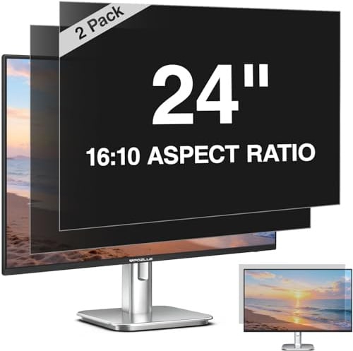 Pozlle 2er Pack Blickschutzfolie für 24 Zoll 16:10 (51.9 x 32.5cm) Monitor | Blaulichtfilter, Blendschutz, Abnehmbar Sichtschutzfolie für PC Computermonitore, Blickschutzfilter für Büro