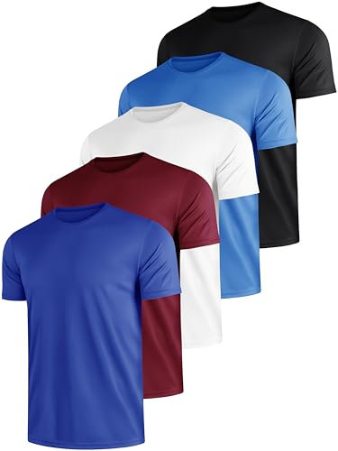 5 Pack Man Sports T Shirt Short Sleeve Crew Neck Gym Running Breathable Athletic Shirts Short Sleeve Sport Tops,4XL 5P2