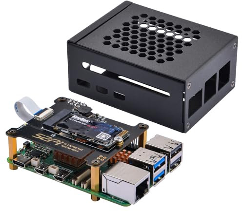 GeeekPi Metal Gehäuse mit N05 PCIe M.2 Key-M NVMe SSD PCIe Peripheral Board für Raspberry Pi 5,Support M.2 NVMe SSD 2230 2242