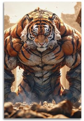 YRNQ Tier-Kunstwerk-Poster, Orca-Tiger, dekoratives Gemälde, Leinwand, Wandkunstwerk, Bild, 30 x 45 cm