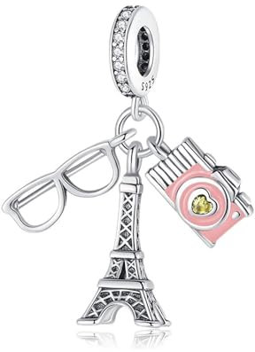 YUMINN Occhiali Torre Fotocamera Tre in Uno Charm for 925 Sterling Silver for Bracciali e collane da donna Ciondolo pendente per Natale San Valentino Festa della mamma Regali di gioielli per ragazze