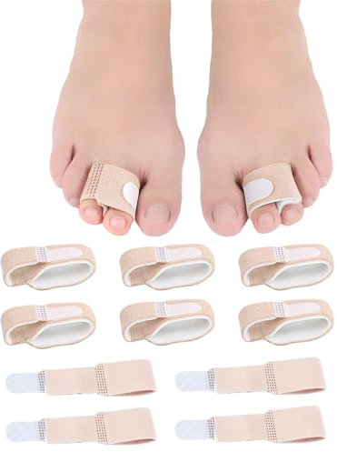 10Pc Fabric Hammer Toe Wraps, Reusable Hammer Toe Straightener Toe Splint, Fabric Toe Bandages Protectors for Broken Toes, Overlapping Toes, Crooked Toes, Curled Toes
