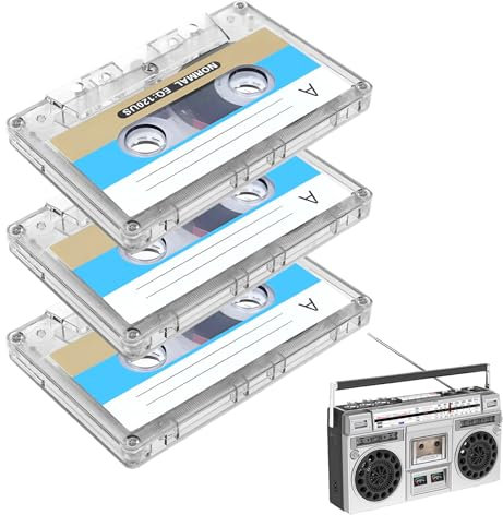 Blank Cassette Tapes 90min,3 Pcs Blank Cassette Tapes for Recording, Blank Tapes for Recording,90 Min Recording Time Cassette Tapes Blank for Car Stereo Systems Or Other Devices