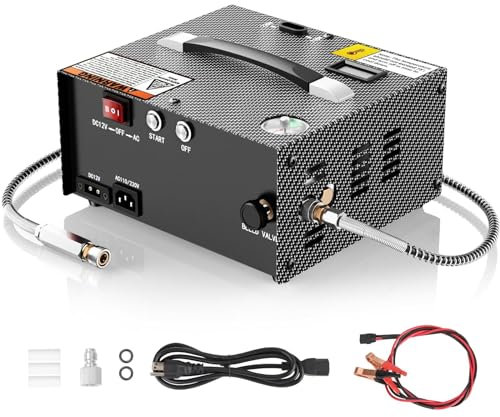 Compresor de aire Compresor de aire PUMP PCP CS1-I con adaptador de potencia incorporado, parada automática, sin aceite ni agua, 4500Psi/30Mpa, 12VDC pequeño compresor de aire