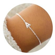TINGN Armband Damen Silber, 18K Weißgold Silber Armband mit Buchstaben A Armkette Armband mit Buchstaben Silber Armbänder Damen Personalisiertes Hochzeit Geschenke für Frauen Mädchen Schmuck