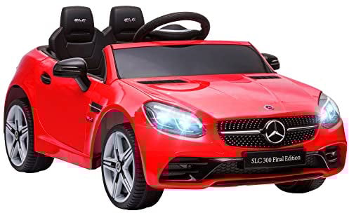 AIYAPLAY Kinder Elektroauto 12V Kinderauto mit 2,4 G Fernbedienung, 2 Motor, Kinderfahrzeug mit LED-Scheinwerfern, Hupe, Musik, Sicherheitsgurt, Elektrofahrzeug für Kinder ab 3 Jahren, Rot