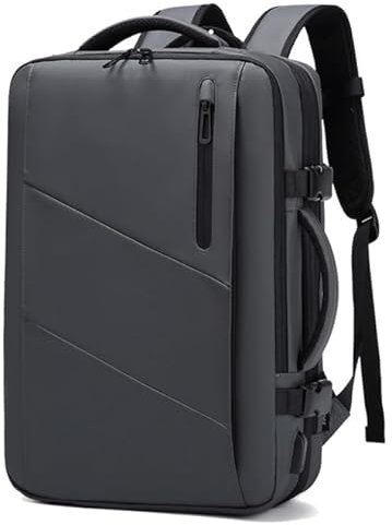 FUNSEED Mochila de viaje expandible para mujeres y hombres, mochila para laptop de 18 pulgadas, mochila de día para fin de semana, negocios, senderismo, gris, L