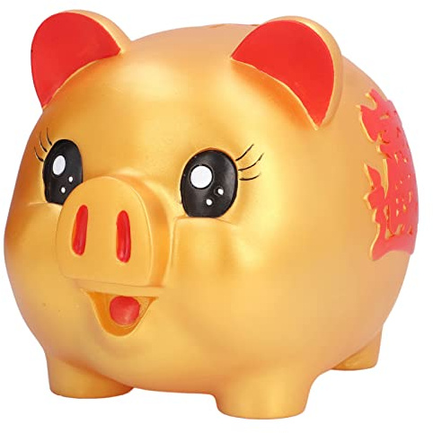 Tirelire Mignonne, Tirelire en Forme de Cochon, Figurine de Cochon du Zodiaque Chinois, Tirelire pour La Richesse et La Chance, Ornement de Bureau pour La Décoration de La Maison (Grand Cochon Doré)