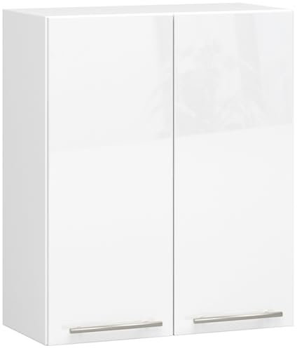 3E 3xE living.com Hängender Küchenschrank, Farbe: Weiß | Weißglänzend, A: B: 60 cm, H: 72 cm, T: 30 cm.