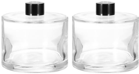 sourcing map 2pcs 500ml/17oz Empty Glass Diffuser Bottle 4.1 x 4.1 Refillable Fragrance Accessories Aromatherapy Jar Container for Replacement Reed Diffuser DIY Home Bathroom Transparent