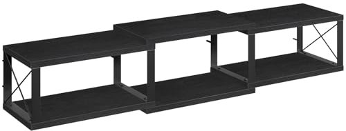 MAHANCRIS Mobile TV a Parete Sospeso, Console Multimediale con Mensole, Centro di Intrattenimento Galleggiante per Soggiorno, Camera da Letto, Ufficio, Nero ATVHB10101