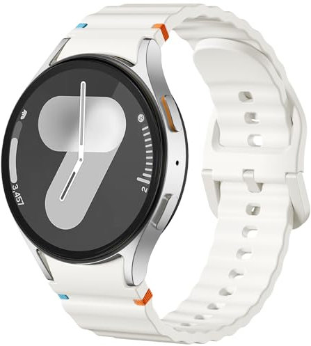 Dirrelo Armband für Samsung Galaxy Watch 7/6/5/4 FE - Weiches Silikon Sport-Ersatzband, 40mm/44mm, Keine Lücke, Milchweiß für Damen