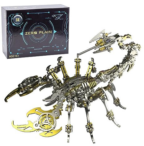 Mious 3D Metal Puzzle Model Kit, 3D Metal Scorpion King DIY Model Kit, DIY Stainless Steel Jigsaw with Tool (200PCS+/Golden)