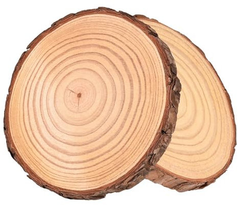 Holzscheiben 2 Stück 18-20 cm, 2 cm dick, Baumscheiben aus natürlichem Holz, Holzscheiten,holzplatten zum basteln, geeignet für DIY handgemachte Malerei, Dekoration, Hochzeits-Weihnachtsdekorationen
