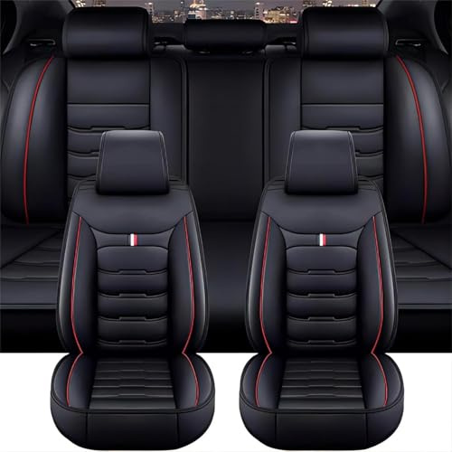 ZDDYUU Auto Sitzbezüge Set für Mazda 6 Mazda6 Kombi 2006-2024, 5 Sitzer PU Leder Autositzbezüge,Wasserdicht Atmungsaktiv Schonbezüge Autositz Sitzschoner,C/Black-red