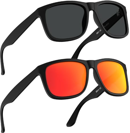 STGATN Herren Sonnenbrille Polarisiert UV400 Schutz Leichte Schwarze Sonnenbrille Herren für Autofahren Reisen 2 Pack