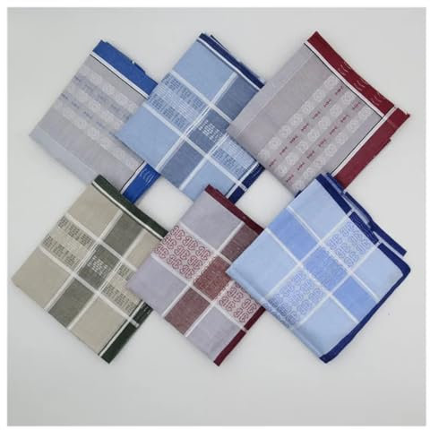HXPKKX KANGYEBAIHUODIAN Fit for 6 pièces 43 cm Haute qualité imprimé Coton Hommes Mouchoir carré mâle Rayure Serviette Poche écharpe mouchoirs Gant de Toilette Serviette à Main