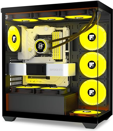 FOIFKIN PC Gehäuse - Vorinstallierter 3 PWM ARGB-Lüfter, ATX Mid-Tower Gaming PC Gehäuse, 270° Panoramaglas (Black, F03)