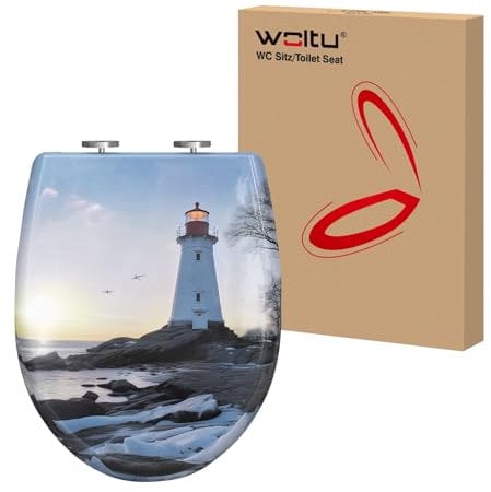 WOLTU Abattant WC avec Frein de Chute, Lunette Toilettes, en Forme O, Dégagement Rapide, Charnières Réglables, en Plastique Duroplast