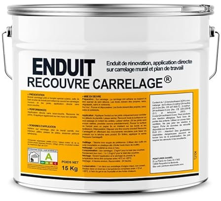 Enduit carrelage effet béton, salle de bain, cuisine, recouvre les joints, lisse et décore, sans sous-couche, prêt à l'emploi 15 Kg