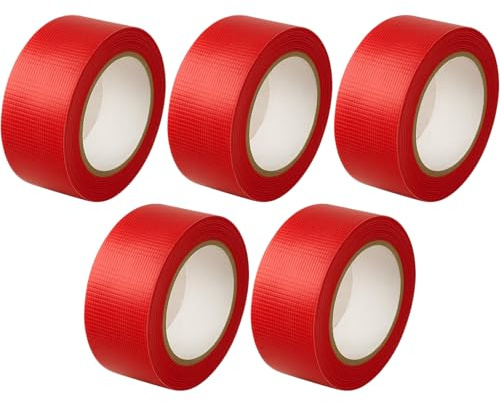 KNM TRADE Set 5x Nastri Telati Impermeabili 50m Rosso, Multiuso | ventilazione, plastiche, silicone, solida adesione, resistenza
