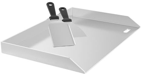 Suusolny Plancha Grillplatte Edelstahl 30x45x4cm (4mm) mit praktischem Grillspachtel-Set – perfekt für Gasgrill & Holzkohlegrill | Rostfreie BBQ-Platte (Ohne Griff)