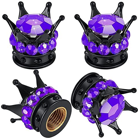 Stakee Auto-Rad-Reifen-ventilkappen, 4 Stück, Handgefertigt, Handgefertigt, Krone, Kristall, Auto-stamm, Luftkappen, Abdeckung, Autozubehör