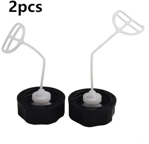 Fuel Tank Cap for 43cc 52cc 55cc Hedge Trimmer Cutter Electric Saw Garden Multi Tool Engine, Plastic Replacement Part, 47mm Outer Diameter, 32mm Inner Diameter, Black and White, 2 Pieces