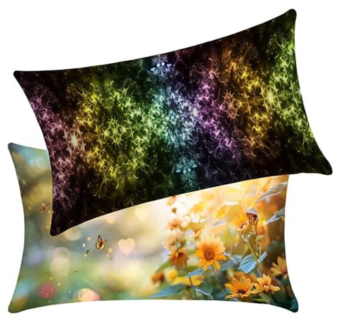 Outdoor Kissen Kissenbezug 40 x 60cm Blume 2er Set Sofakissen Kissenbezüge Farbe Wasserfestem Leinen Versteckter Reißverschluss gelten für Büro Wohnzimmer Schlafzimmer Sofa Wohndeko Geschenke BY3 1-8
