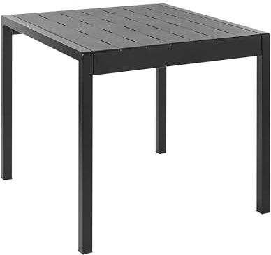 Beliani Garden Table Synthetic Material 4 Seater Weather Resistant Outdoor Patio Black Bartica