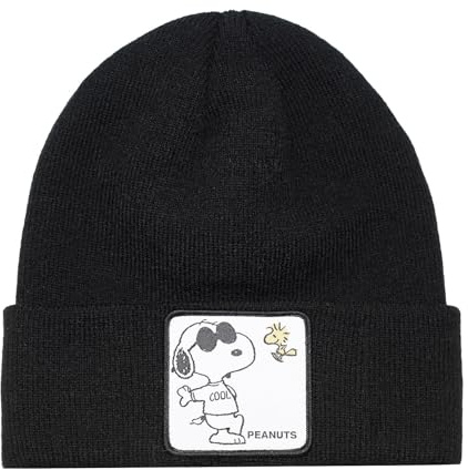 Capslab Peanuts Beanie Strickmütze Umschlagmütze Damen/Herren - mit Umschlag Herbst-Winter Herbst Winter - One Size schwarz