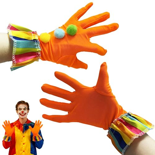 XCSJ Clown Handschuhe Bunte, Clown Cosplay Handschuhe, Clown Kostüm Accessoire fur Karneval, Halloween, Party, Cosplay, Zirkus,Männer und Frauen