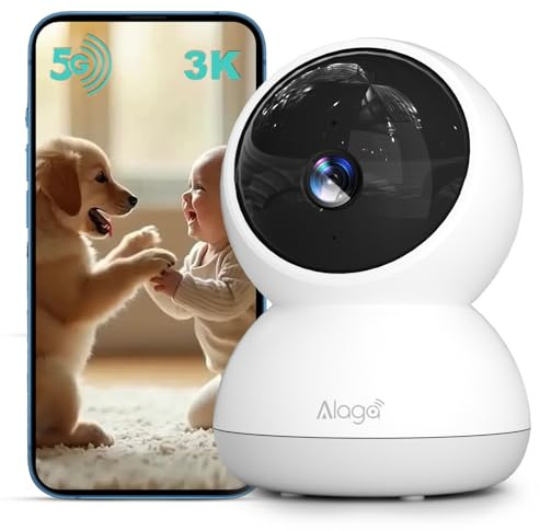 3K Telecamera WiFi Interno, Telecamera Sorveglianza Interno, Videocamera Sorveglianza 5G/2.4GHz, AI Rilevamento del Movimento, Visione Notturna, Compatibile con Alexa e Google Assistant