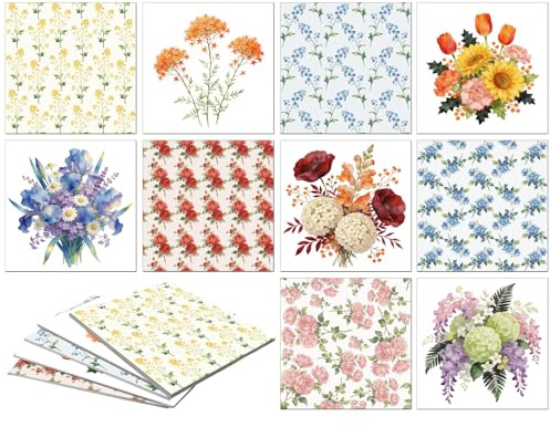 CONCHLERY 12 adesivi per piastrelle con motivo a fiori selvatici, motivo girasoli, impermeabili, autoadesivi, per cucina, bagno, decorazione da parete, 15 x 15 cm