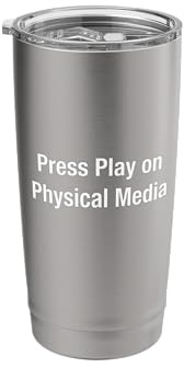 Press Play on Physical Media Stainless Steel Insulated Tumbler