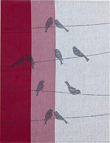 Jacquard Geschirr- Küchentuch, KRACHT, Halbleinen, Cappuccino, blau, Format 50x70cm