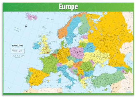 Daydream Education Europakarte, Geographie-Poster, glänzendes Papier, 85 x 59,4 cm (DIN A1), für den Klassenraum (evtl. nicht in dt. Sprache)