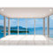 Papier peint murando panoramique paysage 200x140 cm - Revêtement mural décoration chambre salon - Design moderne - Gris bleu - Mer nature paysage vue depuis la fenêtre îles d'eau c-A-0085-a-a